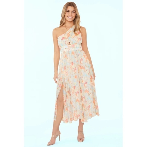 NWT Likely Sara Midi Dress one‎ shoulder body complementing fit & flare - Picture 1 of 13